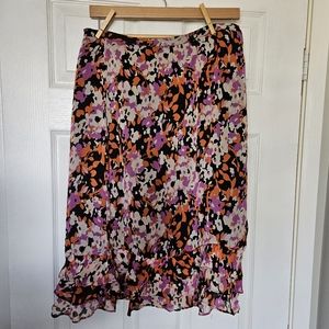 Floral abstract midi skirt
